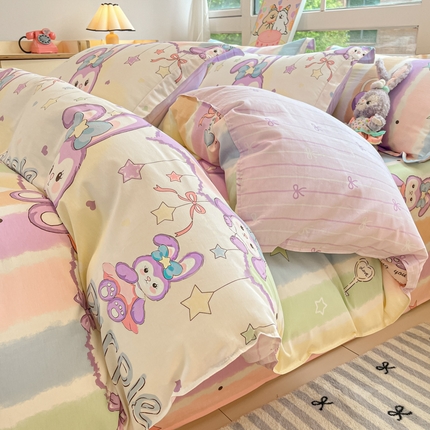 91家纺网 家纺一手货源 找家纺 （总）铭成家纺 2024新款新疆棉喷气印花小清新系列单被套