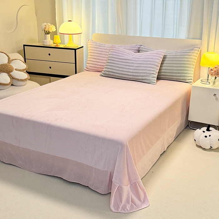 91家纺网 家纺一手货源 找家纺 大麦家纺 2024新款牛奶绒渐变泡泡四件套 渐变-绿茵