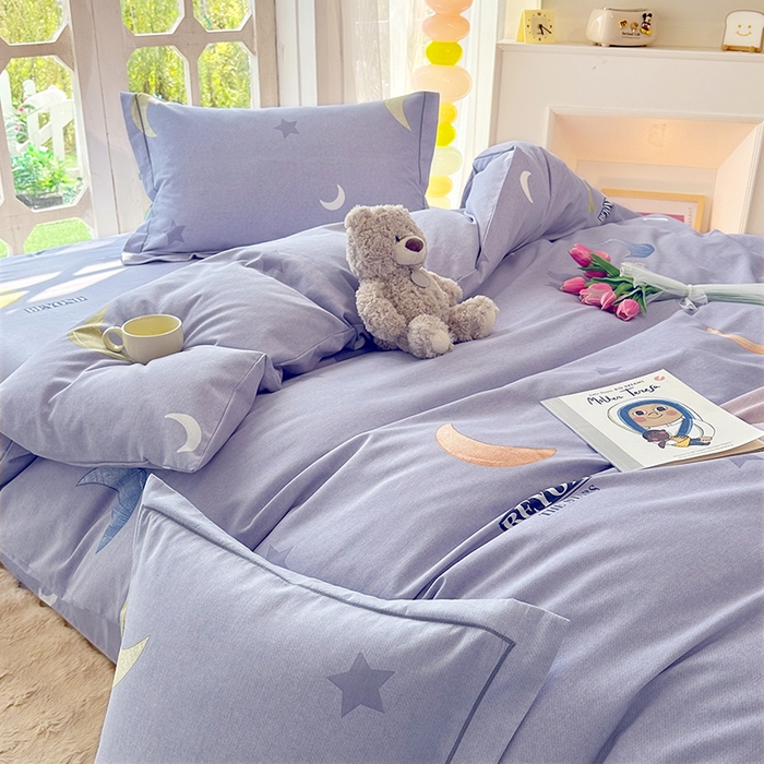 91家纺网 家纺一手货源 找家纺 家贝爱 2024新款纯棉加厚生态磨毛四件套 星月神话