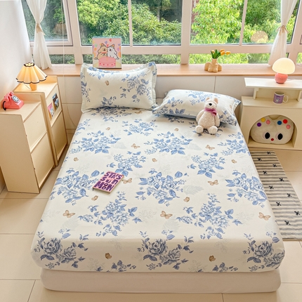 91家纺网 家纺一手货源 找家纺 （总）铭成家纺 2024新款新疆棉喷气印花小清新系列单床笠