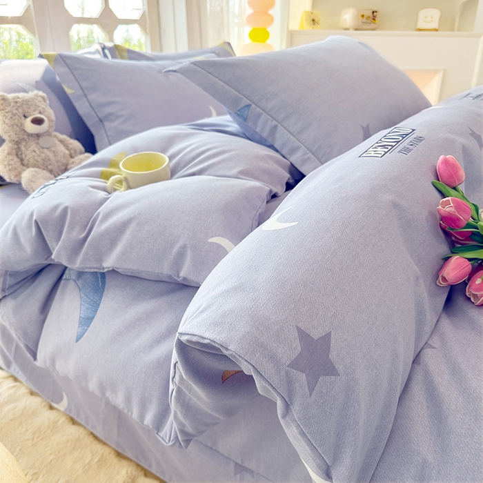 91家纺网 家纺一手货源 找家纺 家贝爱 2024新款纯棉加厚生态磨毛四件套 星月神话