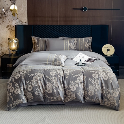 91家纺网 家纺一手货源 找家纺 七夜居 2025新款高精密立体浮雕刺绣提花四件套礼盒装 维密