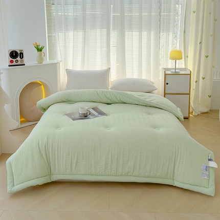 蓝冰家纺 2024新款纯色手包边泡芙棉冬被被子被芯 果绿色