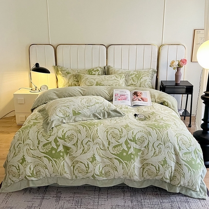 91家纺网 家纺一手货源 找家纺 （总）库里梦家纺 2024新款拼角雕花牛奶绒四件套230克加厚牛奶绒