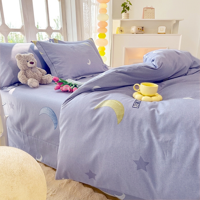 91家纺网 家纺一手货源 找家纺 家贝爱 2024新款纯棉加厚生态磨毛四件套 星月神话