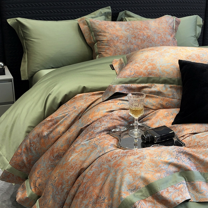 91家纺网 家纺一手货源 找家纺 （总）2024新款高支数码印花四件套-梵叶