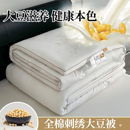 91家纺网 家纺一手货源 找家纺 2024新款60s全棉立体刺绣大豆被子被芯 花蔓-本白