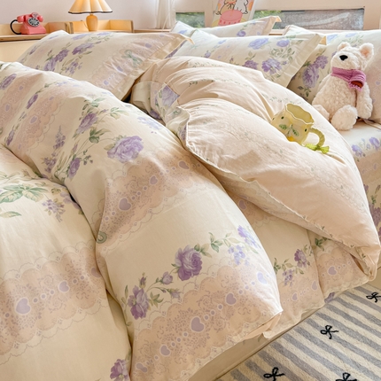 91家纺网 家纺一手货源 找家纺 （总）铭成家纺 2024新款新疆棉喷气印花小清新系列单被套