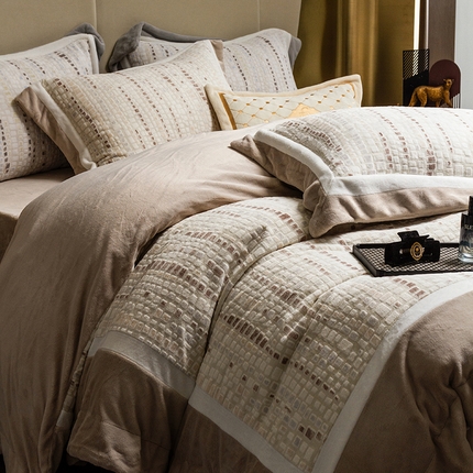 91家纺网 家纺一手货源 找家纺 （总）瑞雪家居 2025新款230g全消光牛奶绒四件套-慕禾