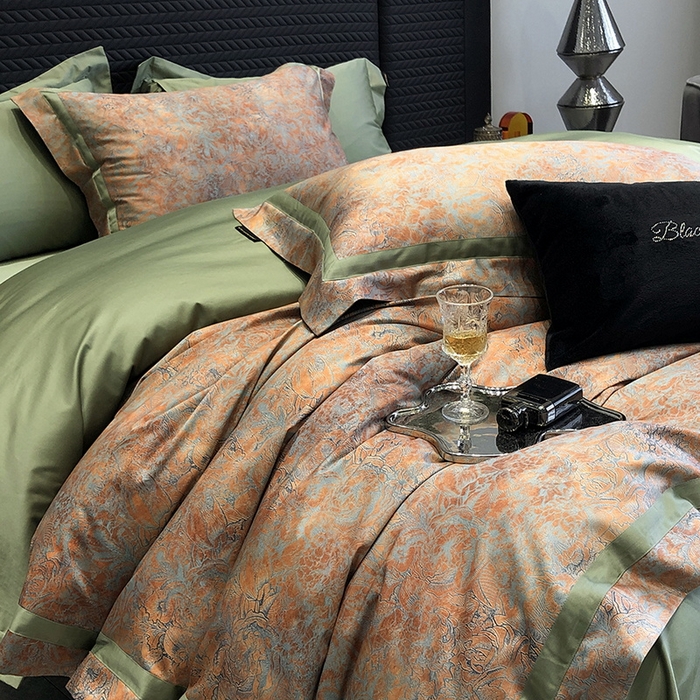 91家纺网 家纺一手货源 找家纺 （总）2024新款高支数码印花四件套-梵叶