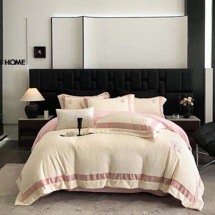 91家纺网 家纺一手货源 找家纺 （总）瑞雪家居 2025新款牛奶绒拼接刺绣四件套-蕾米