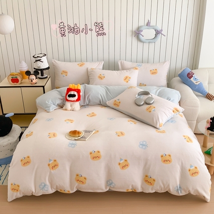 91家纺网 家纺一手货源 找家纺 （总）顾里家纺 2024新款加厚牛奶绒ins奶油治愈系少女心保暖四件套