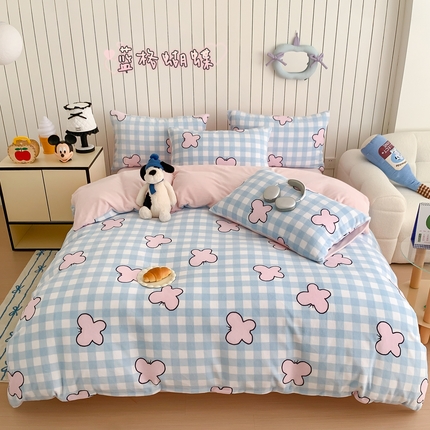 91家纺网 家纺一手货源 找家纺 （总）顾里家纺 2024新款加厚牛奶绒ins奶油治愈系少女心保暖四件套