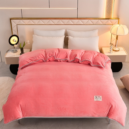 91家纺网 家纺一手货源 找家纺 （总）绒品荟家纺 2025新款直播热款高克重8.5斤牛奶绒法莱绒水晶金貂法莱绒纯色四件套系列--纯色单被套