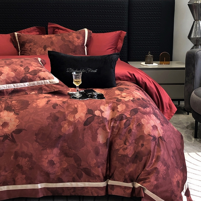 91家纺网 家纺一手货源 找家纺 2024新款高支数码印花四件套 花屿