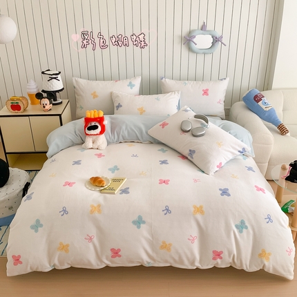 91家纺网 家纺一手货源 找家纺 （总）顾里家纺 2024新款加厚牛奶绒ins奶油治愈系少女心保暖四件套