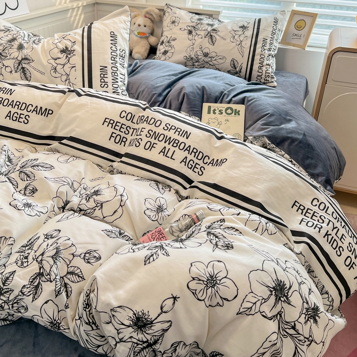 91家纺网 家纺一手货源 找家纺 盛馨家纺 2024秋冬棉加绒13372全棉宝宝绒牛奶绒床单床笠保暖绒四件套 野花之梦