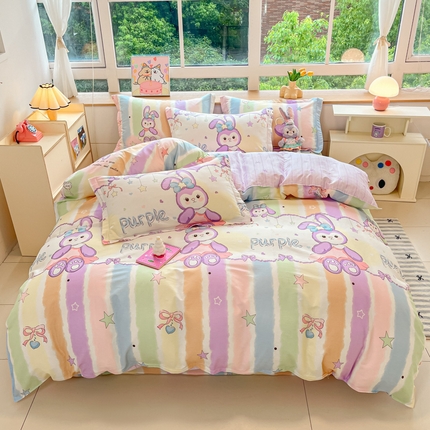 91家纺网 家纺一手货源 找家纺 （总）铭成家纺 2024新款新疆棉喷气印花小清新系列四件套