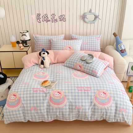 91家纺网 家纺一手货源 找家纺 （总）顾里家纺 2024新款加厚牛奶绒ins奶油治愈系少女心保暖四件套