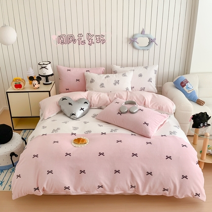 91家纺网 家纺一手货源 找家纺 （总）顾里家纺 2024新款加厚牛奶绒ins奶油治愈系少女心保暖四件套