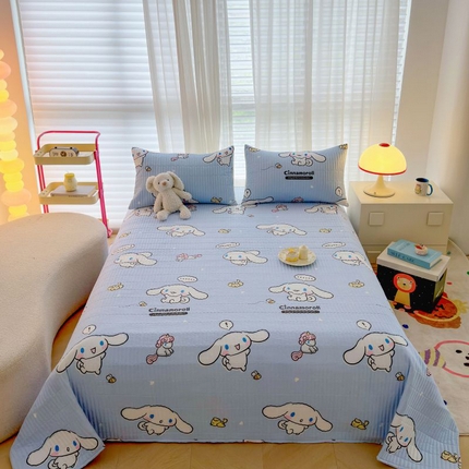 91家纺网 家纺一手货源 找家纺 八方汇（一户被芯生活馆） 2024新款亲肤水洗棉卡通三丽鸥床盖三件套 牛奶玉桂狗