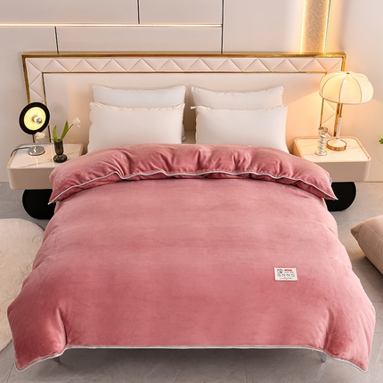 91家纺网 家纺一手货源 找家纺 （总）绒品荟家纺 2025新款直播热款高克重8.5斤牛奶绒法莱绒水晶金貂法莱绒纯色四件套系列--纯色单被套