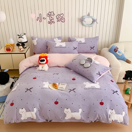 91家纺网 家纺一手货源 找家纺 （总）顾里家纺 2024新款加厚牛奶绒ins奶油治愈系少女心保暖四件套