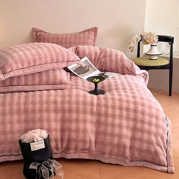 91家纺网 家纺一手货源 找家纺 欧邦 新款A类泡泡绒牛奶绒单被套夹棉床盖单品可组合 泡泡豆沙