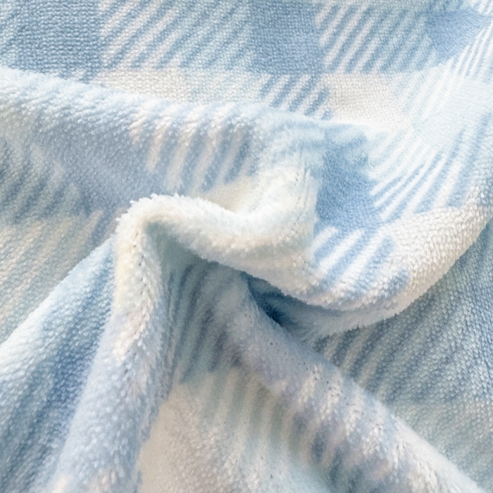 91家纺网 家纺一手货源 找家纺 2024新款高克重韩版牛奶绒四件套-奶油格子系列 奶油蓝格