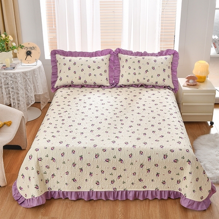 91家纺网 家纺一手货源 找家纺 （总）2025新款韩系全棉花边款单床盖