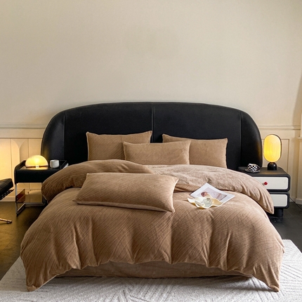 91家纺网 家纺一手货源 找家纺 （总）2024新款立体浮雕保暖加厚牛奶绒四件套