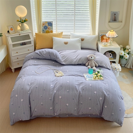 91家纺网 家纺一手货源 找家纺 2024新款AB版.生态磨毛印花系列单被套 花枝