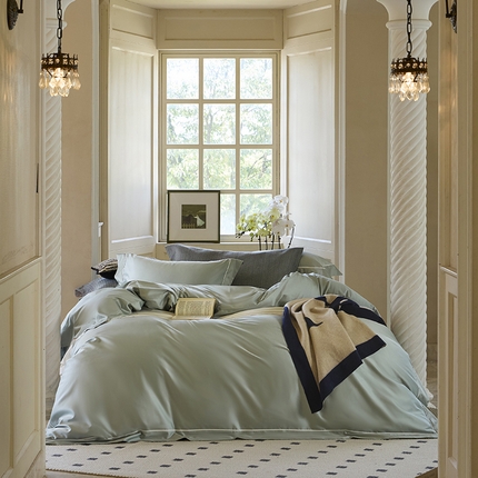 91家纺网 家纺一手货源 找家纺 （总）2024新款东帝兴140支双经双纬长绒棉拼角嵌条四件套送精品礼盒包装