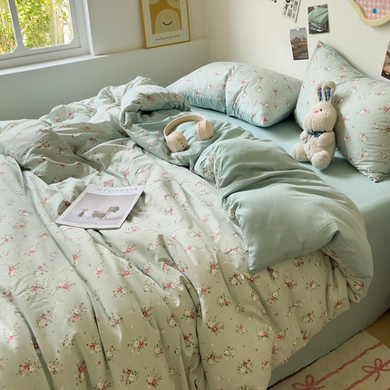 91家纺网 家纺一手货源 找家纺 （总）芷凡 2024新款A类双层纱水洗棉麻茶萃棉四件套