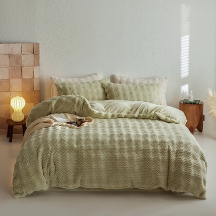 91家纺网 家纺一手货源 找家纺 （总）简纯主义 2025新款托卡獭兔绒四件套-风格二