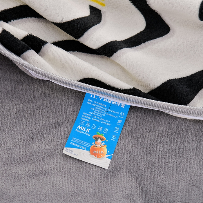 91家纺网 家纺一手货源 找家纺 红宝利 2024新款亲肤牛奶绒印花四件套 简约生活