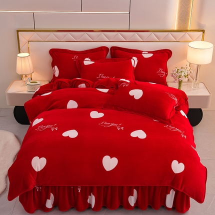 91家纺网 家纺一手货源 找家纺 （总）红宝利 2024新款亲肤牛奶绒印花四件套