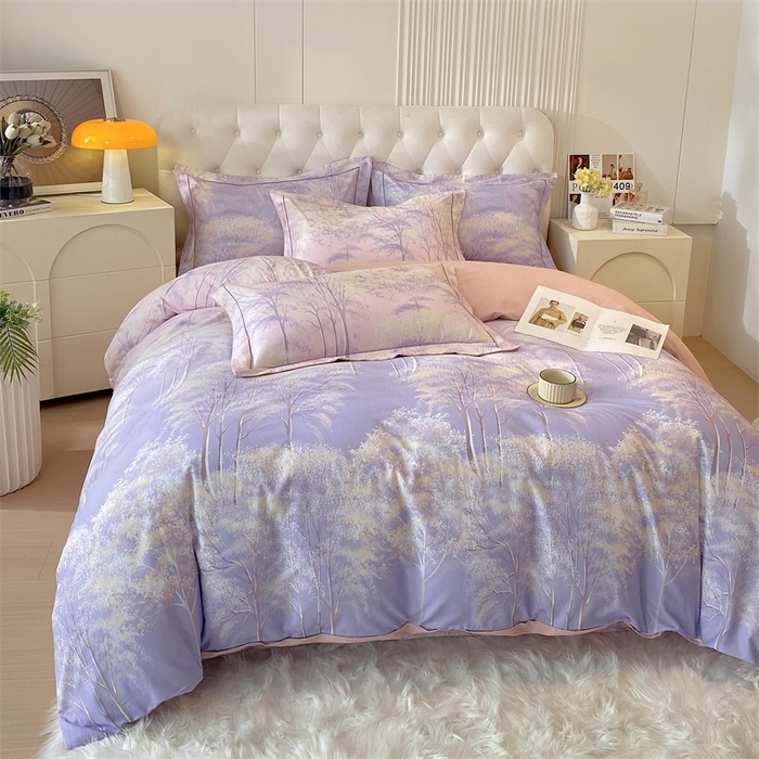 91家纺网 家纺一手货源 找家纺 2024新款AB版.生态磨毛印花系列四件套 琦景