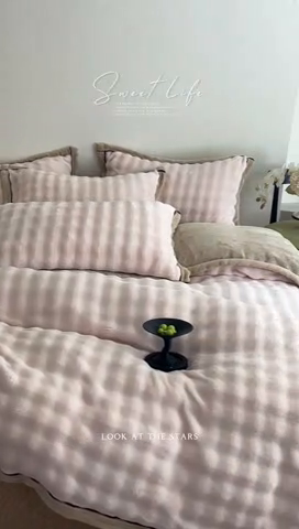 91家纺网 家纺一手货源 找家纺 欧邦 新款A类泡泡绒牛奶绒单被套夹棉床盖单品可组合 泡泡米白