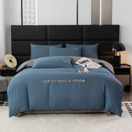 梓依家纺 2024新款AB版磨毛刺绣四件套 宝石蓝