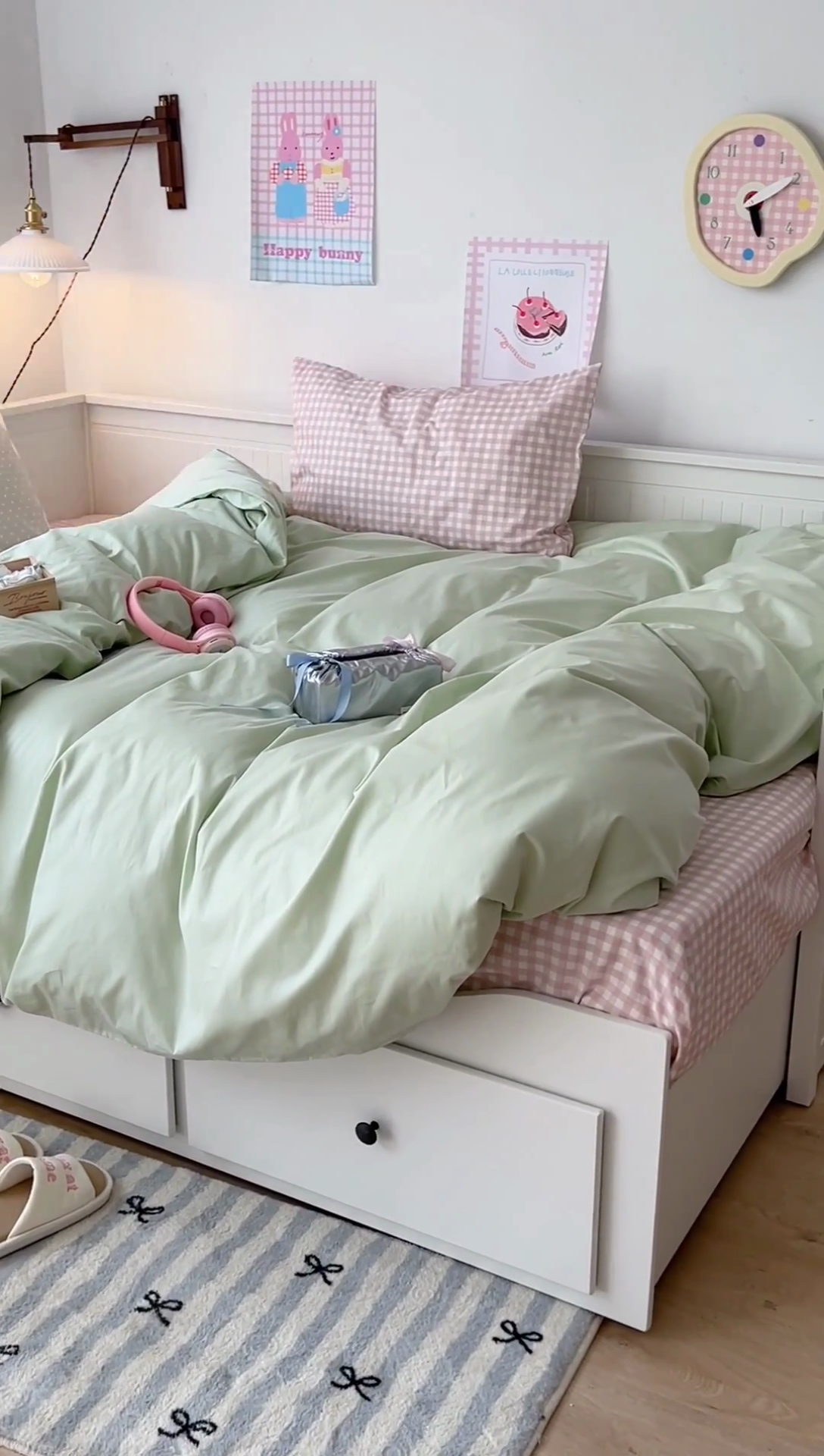 91家纺网 家纺一手货源 找家纺 2024新款全棉纯色大版枕套混搭款四件套 薄荷甜心