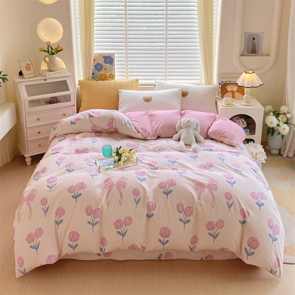 91家纺网 家纺一手货源 找家纺 2024新款AB版.生态磨毛印花系列单被套 郁金香