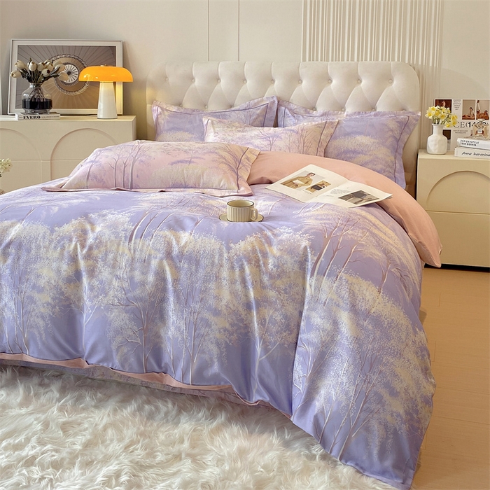 91家纺网 家纺一手货源 找家纺 2024新款AB版.生态磨毛印花系列四件套 琦景