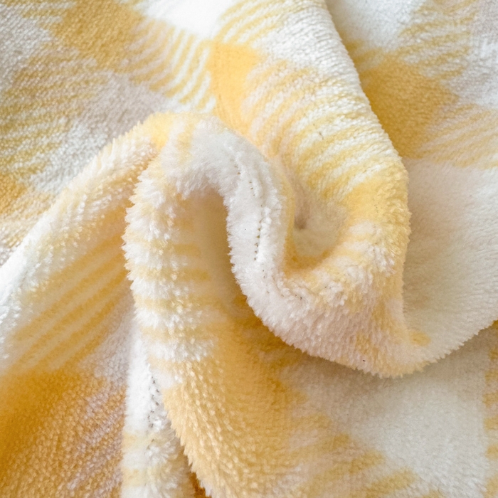 91家纺网 家纺一手货源 找家纺 2024新款高克重韩版牛奶绒四件套-奶油格子系列 奶油黄格