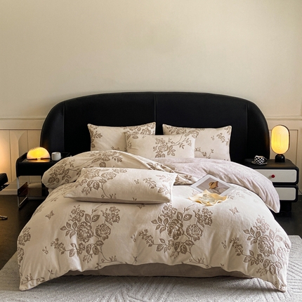 91家纺网 家纺一手货源 找家纺 （总）2024新款立体浮雕保暖加厚牛奶绒四件套