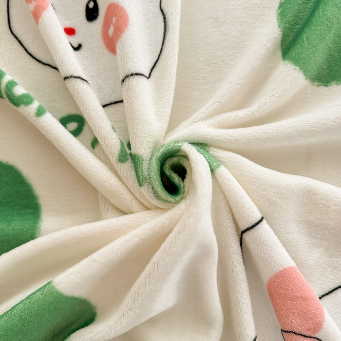 91家纺网 家纺一手货源 找家纺 全季家居 2024新款A类小清新印花牛奶绒高克重加厚保暖四件套 点点兔