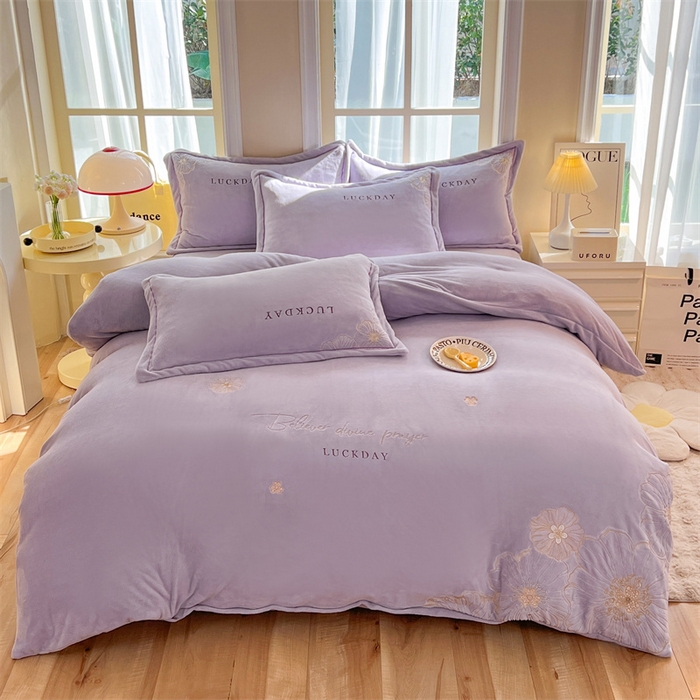 91家纺网 家纺一手货源 找家纺 （总）绒棉世家 2025新款高端牛奶绒刺绣四件套-莫奈花园系列