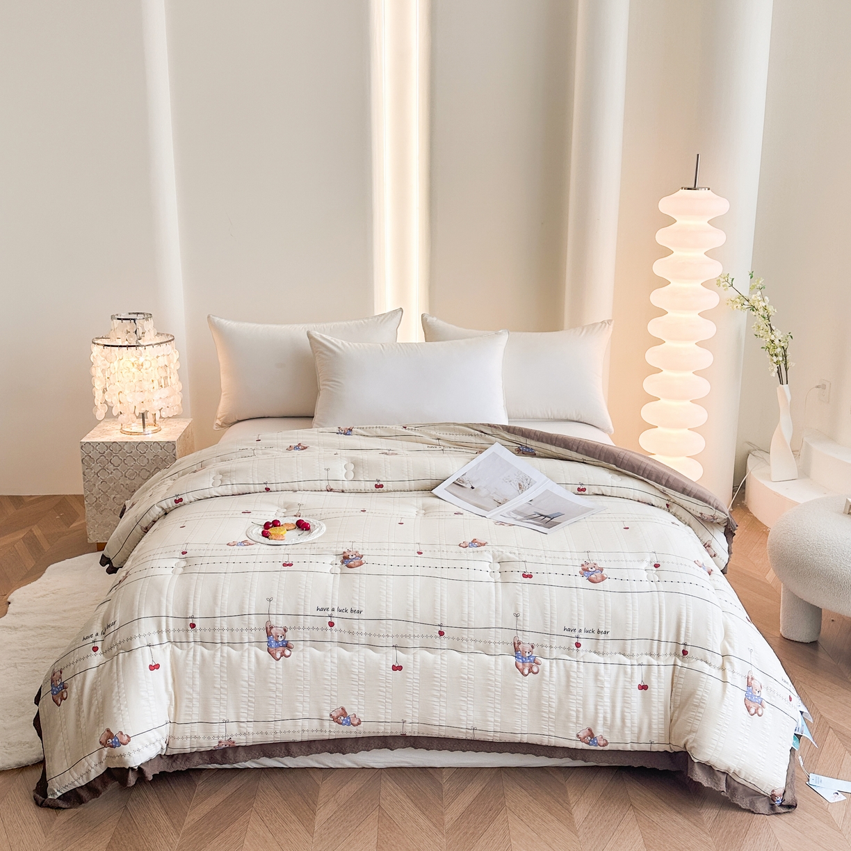 91家纺网 家纺一手货源 找家纺 81号家纺 2024新款云织纱被子被芯冬被春秋被大豆被 晚安熊