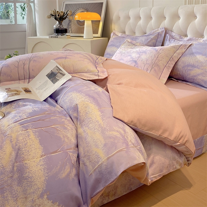 91家纺网 家纺一手货源 找家纺 2024新款AB版.生态磨毛印花系列四件套 琦景