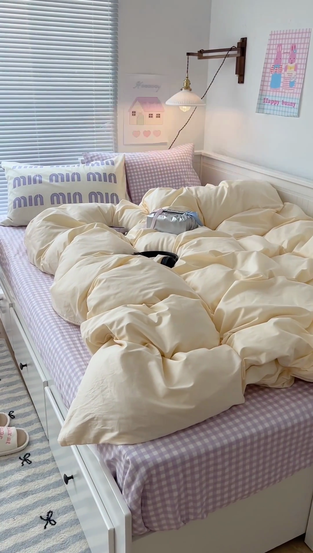 91家纺网 家纺一手货源 找家纺 2024新款全棉纯色大版枕套混搭款四件套 芋泥奶芙